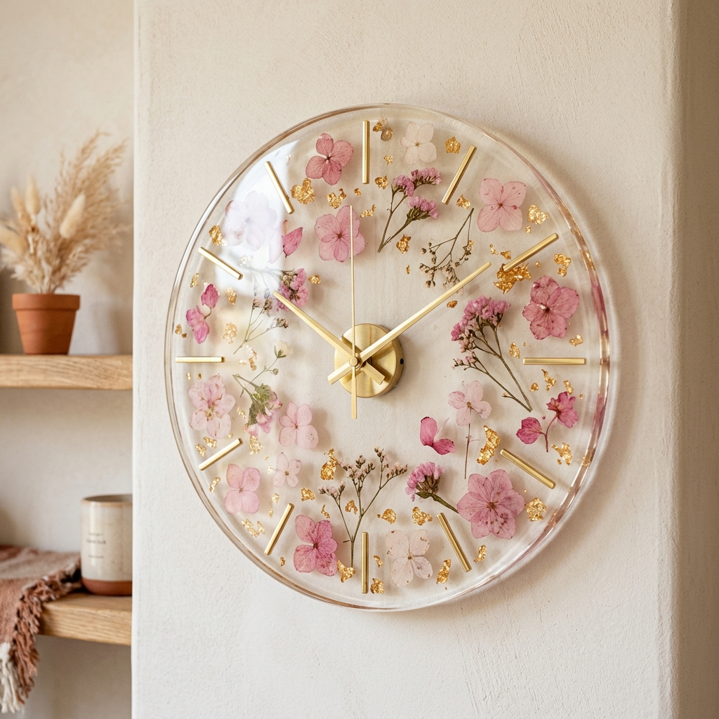 Floral Resin Decorative Clock