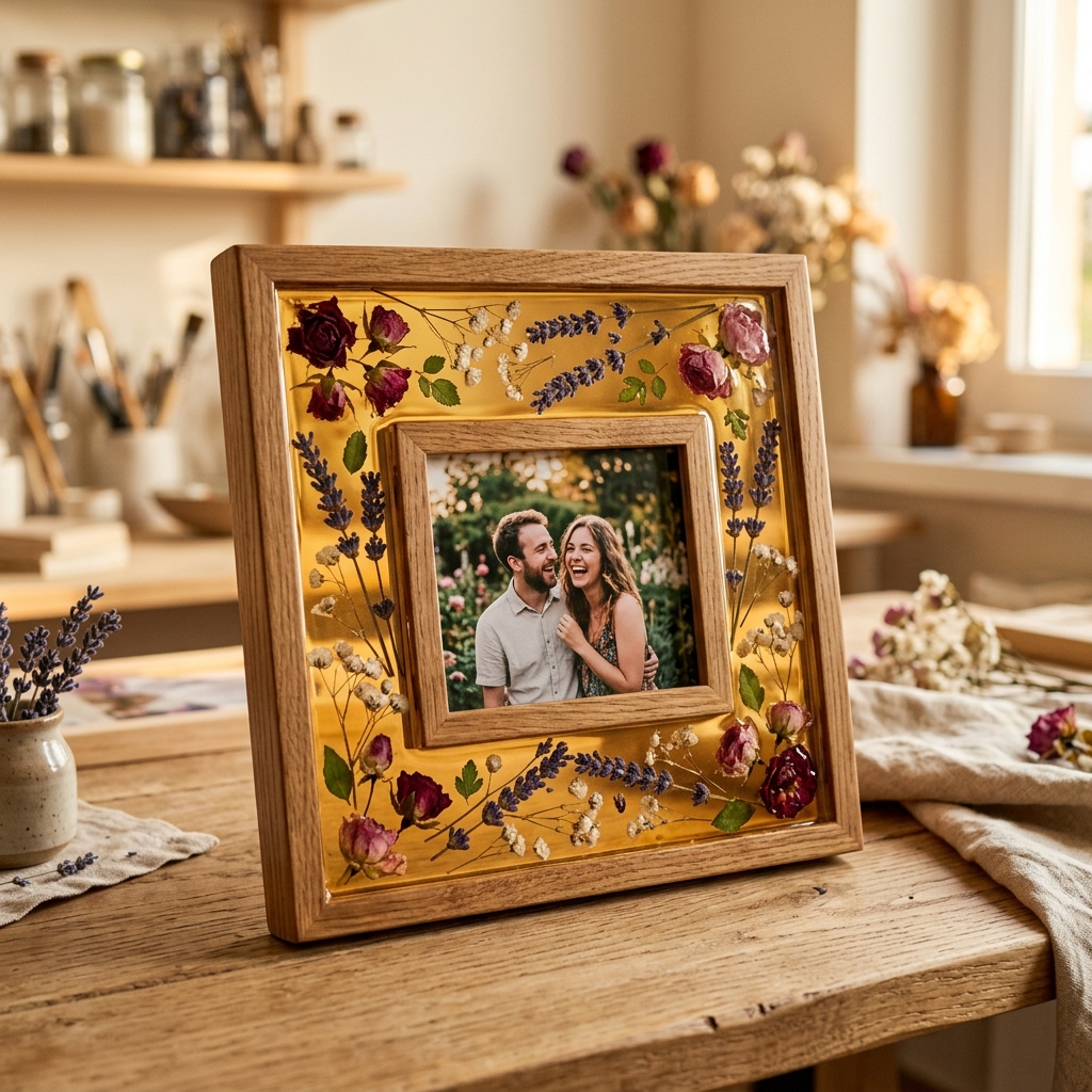 Rose and Lavender Resin Frame